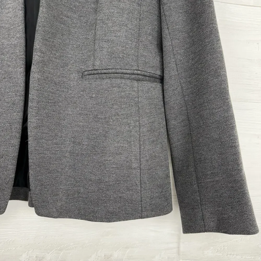 J.Crew Going Out Blazer Size‎ 8 Tall Gray Open Front Stretch Knit Twill Office